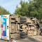 ДТП в Донецке: пассажирский автобус — перевернут, легковое авто — раздавлено